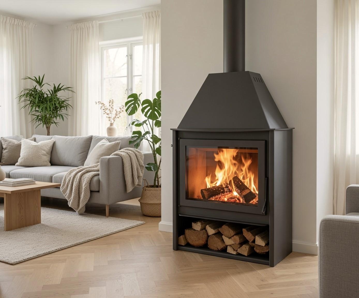 Estufa de leña modelo Alpes / 11 kw / 76% / 320 m3