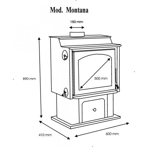 Estufa de leña Juan Panadero Montana 11 kw / Alto rendimiento 85% / calefaccion 320 m3 / Triple combustion / Cenicero 12 litros. [3]