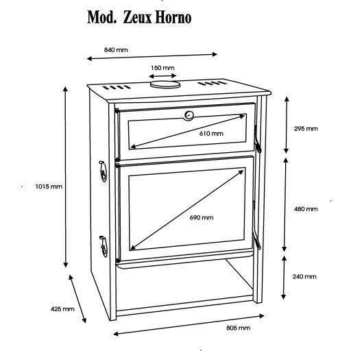  Estufa de leña Zeux HORNO / 12 kw / alto rendimiento 76% / Horno refractario con calor envolvente / Troncos 70 cm [3]