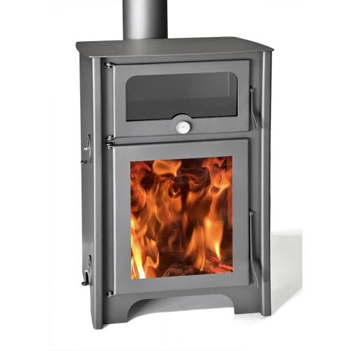  Estufa de leña con Horno Juan Panadero FIRENZE 10'6 kw / Alto rendimiento 88% / Triple combustion / Cristal limpio [1]