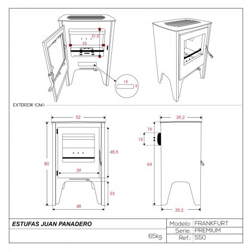 Estufa de leña Contemporanea Juan Panadero FRANKFURT 7'4 kw / Salida 150 mm / Eco Design [3]