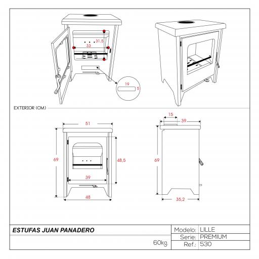  Estufa de leña Juan Panadero LILLE 7'4 kw / Eco Design / Cristal limpio [3]