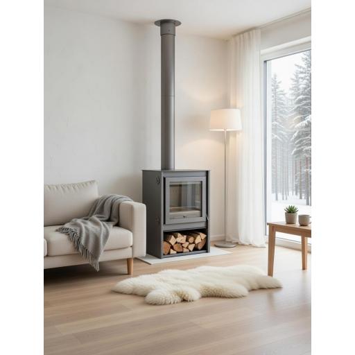  Estufa de leña Juan Panadero MILANO 11 Kw / Alto rendimiento 85 % / Triple combustion / Cristal limpio / A+ [0]