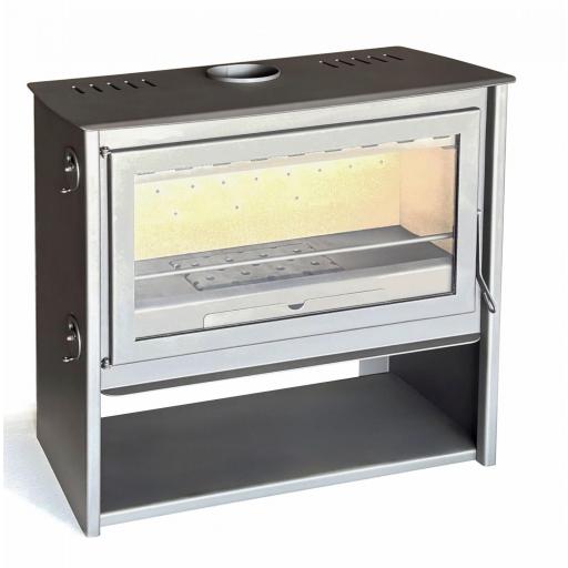  Estufa de leña Vexta 900 / Troncos 80 cm / Alto rendimiento 85 % / Triple combustion / Cristal limpio panoramico [2]