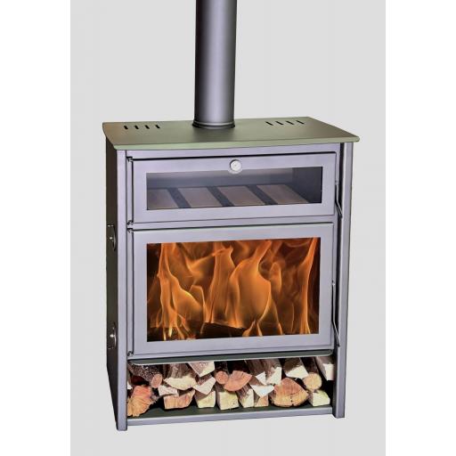  Estufa de leña Zeux HORNO / 12 kw / alto rendimiento 76% / Horno refractario con calor envolvente / Troncos 70 cm [1]