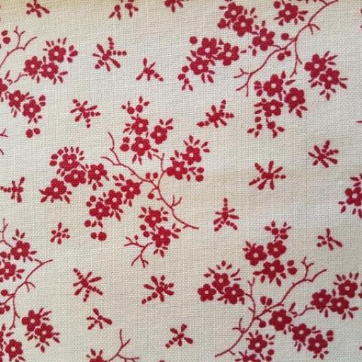 Tela algodón estampado marfil flor roja [2]
