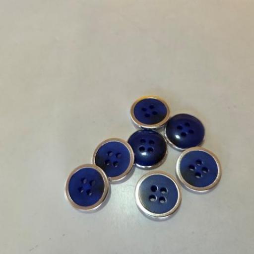 Botón poliester marino con borde metalico 15mm
