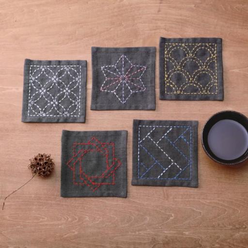 SAMPLER SASHIKO POSAVASOS PURPURA