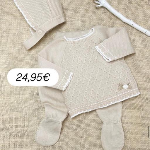 Conjunto lana 3 piezas arena 