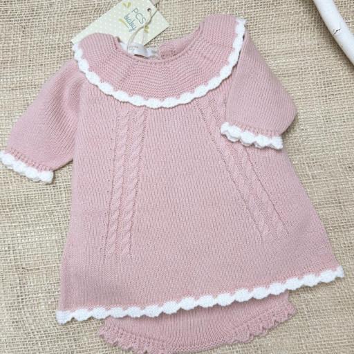 Vestido y braguita lana “rosa maquillaje “ [0]