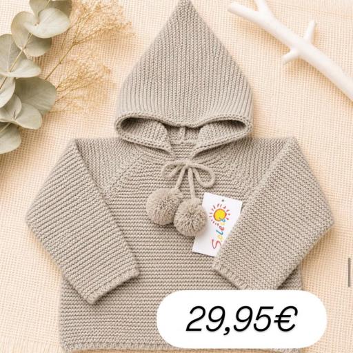 Chaqueta lana pompones arena  [0]
