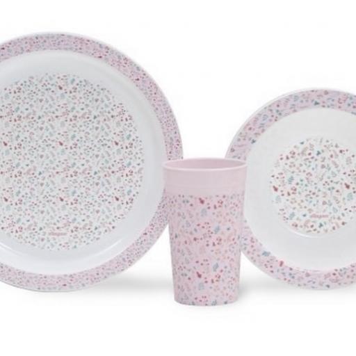 Vajilla 3 piezas flores Rosa [0]