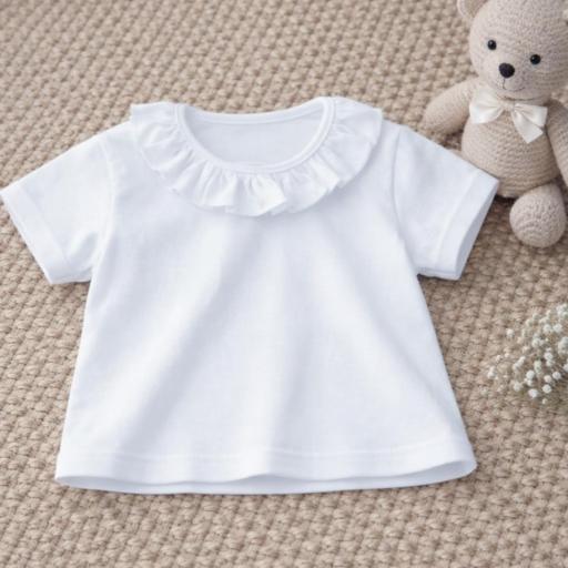 Camiseta cuello volante básica blanca 