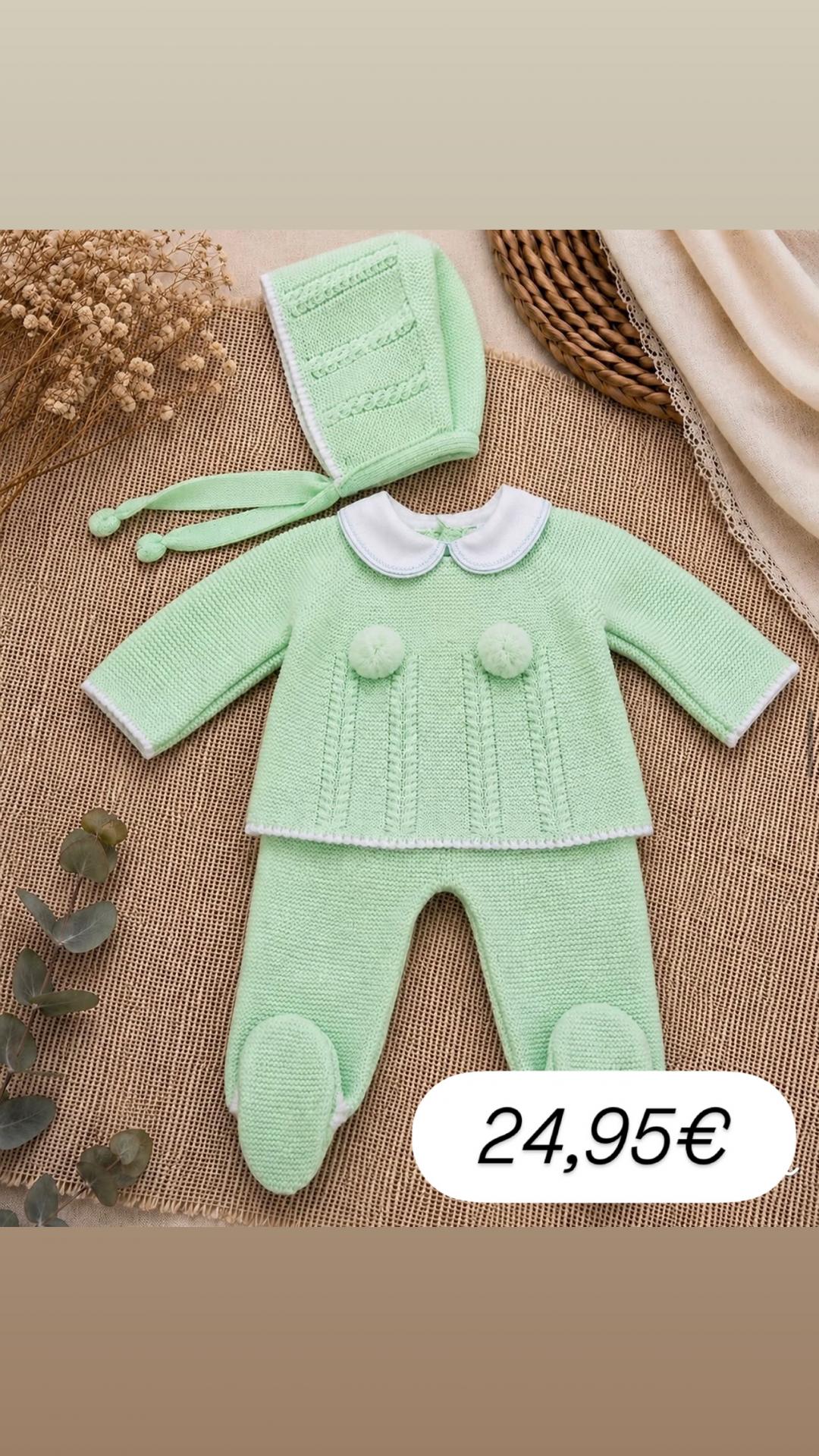 Conjunto lana 3 piezas verde