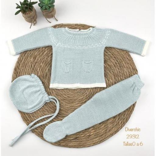 Conjunto de lana 3 piezas celeste  [1]
