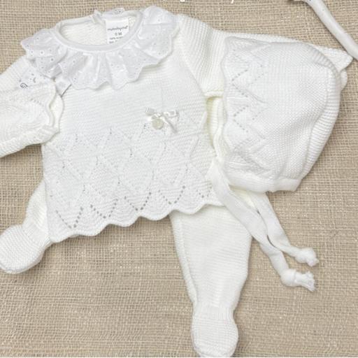 Conjunto lana 3 piezas blanco 