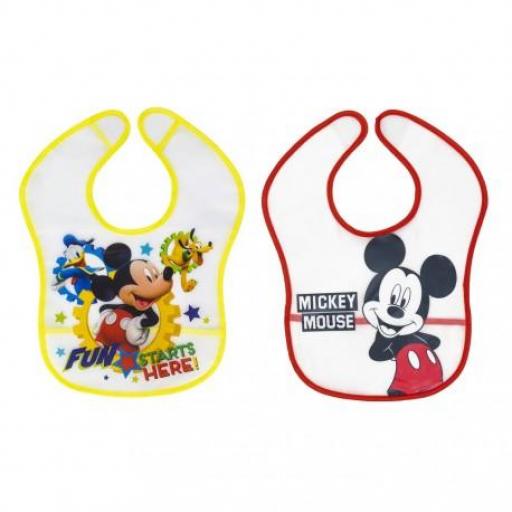 Pack 2 baberos mickey plastificado 