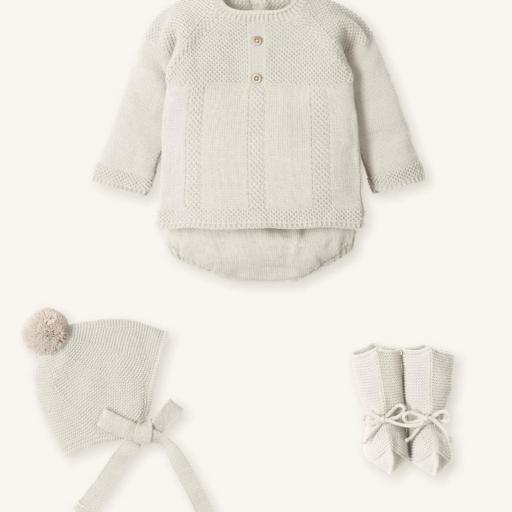 Conjunto lana 4 piezas natural