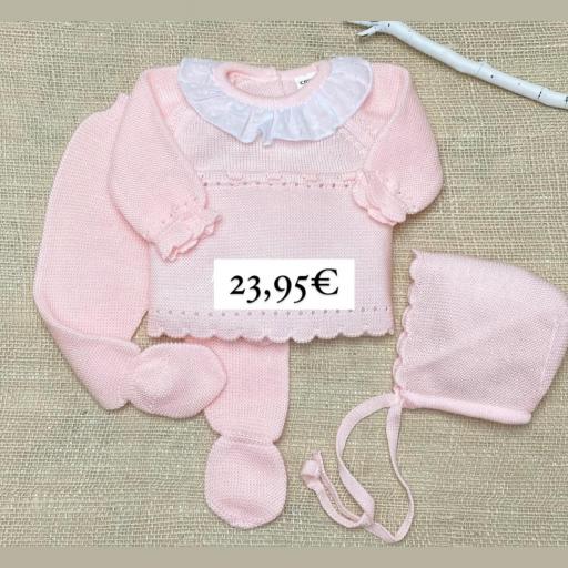 Conjunto hilo 3 piezas rosa