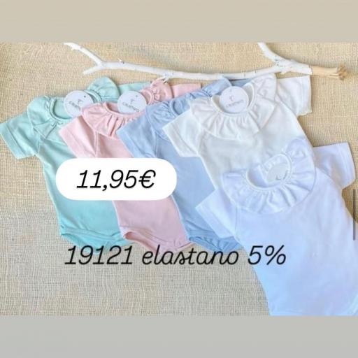 Body manga corta cuello volante 