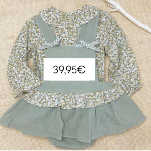 Conjunto peto falda 2 piezas “Flor liquen”