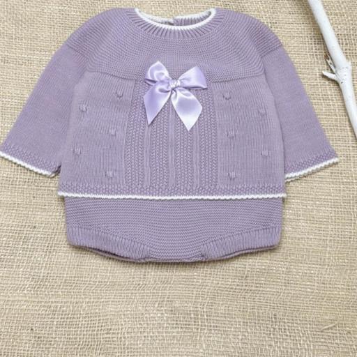 Conjunto Lana Bebé 2 Piezas Lila Pastel – Suavidad y Estilo