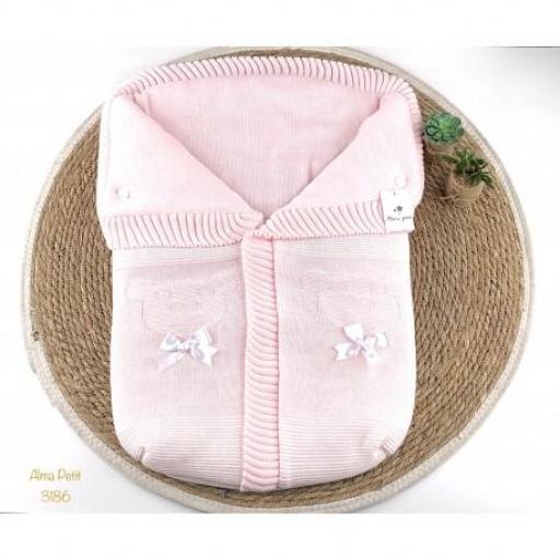 Saco de lana para capazo rosa 