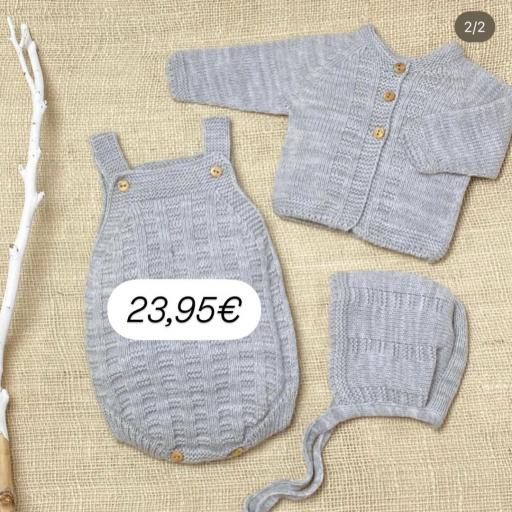 Conjunto lana 3 piezas gris 