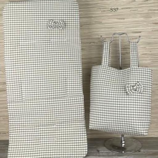 Conjunto colchoneta y bolso vichy beige [0]