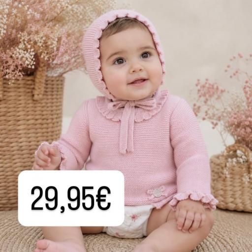 Conjunto lana 3 piezas rosa 