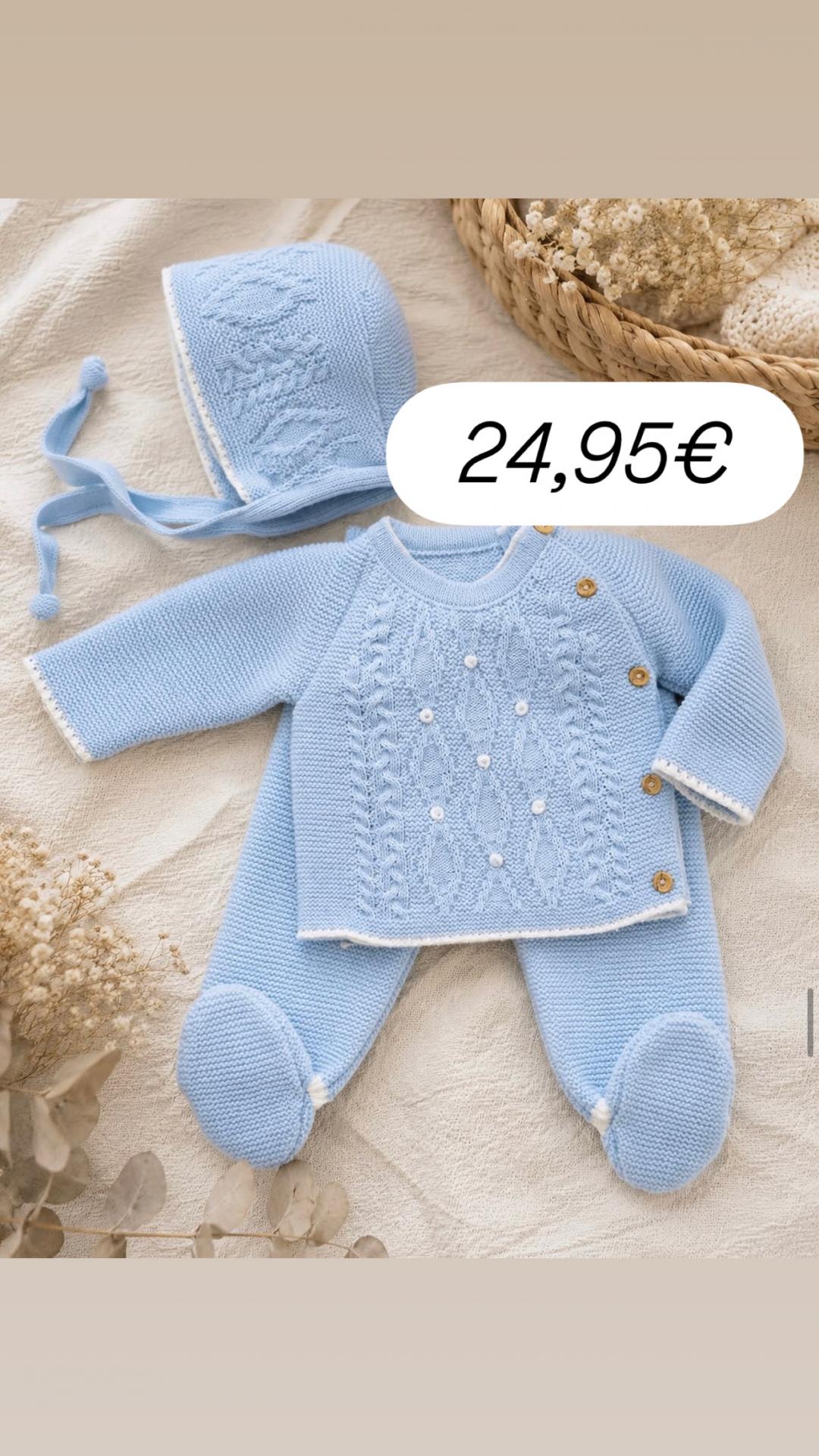 Conjunto lana 3 piezas celeste