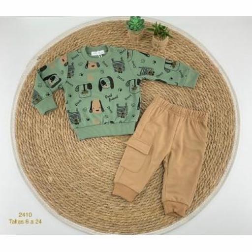 Conjunto bebé Niño verde/camel  [0]