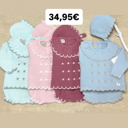 Conjunto lana 3 piezas “entre topitos”
