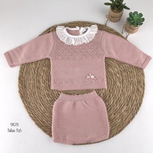 Conjunto 2 piezas lana rosa maquillaje 