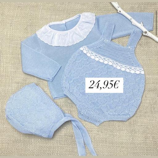 Conjunto hilo 3 piezas celeste 