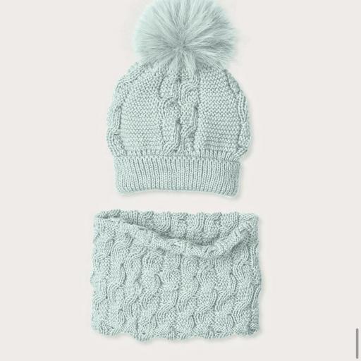 Conjunto gorro y braga de cuello lana verde Ambrosía Mac ilusion  [0]