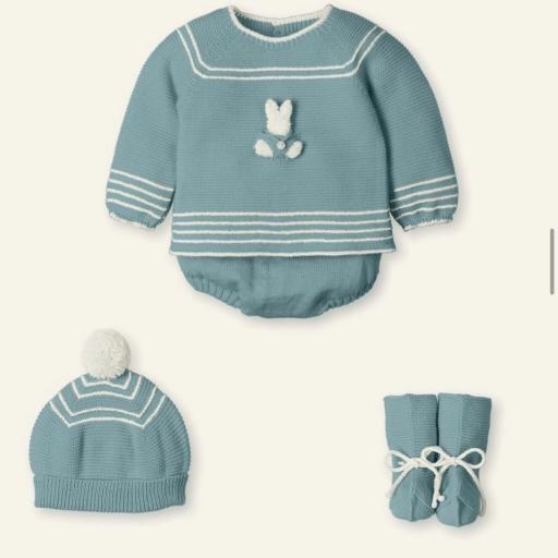 Conjunto 4 piezas lana conejito verde [0]