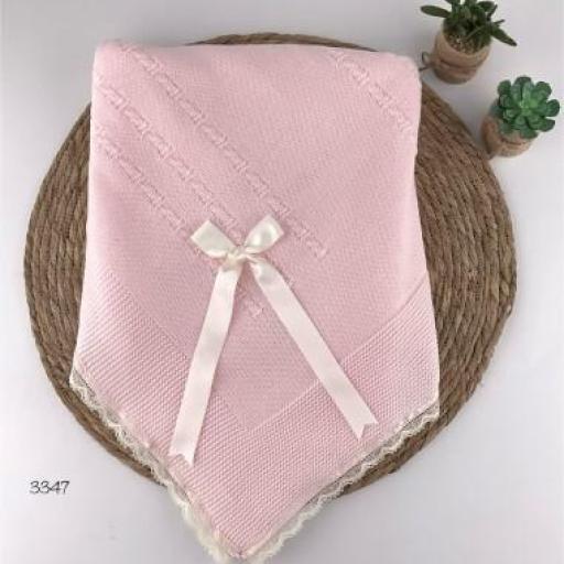 Toquilla bebé rosa pastel 