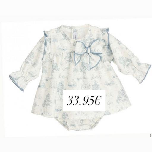 Jesusito de Dos Piezas Levante con Braguitas - Estampado Toile de Jouy”