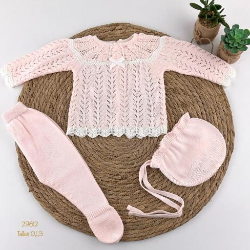 Conjunto hilo 3 piezas rosa 