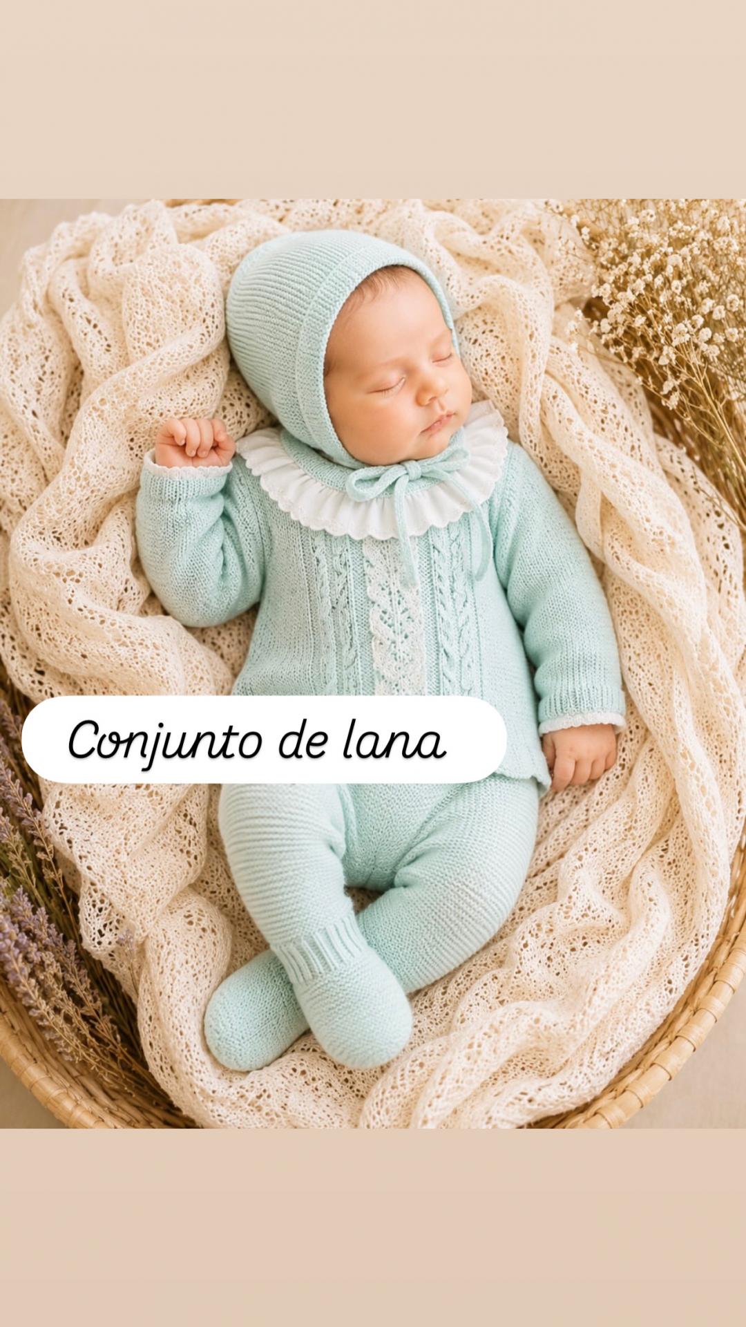 Conjunto lana 3 piezas verde agua