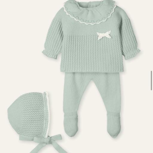 Conjunto de Lana Verde Ambrosía 3 Piezas para Bebé | Mac Ilusión