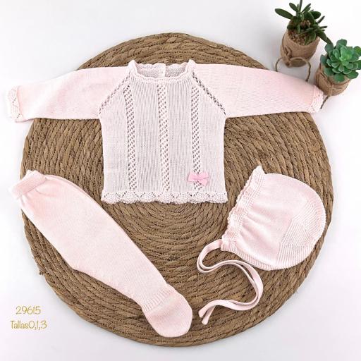 Conjunto hilo 3 piezas rosa 