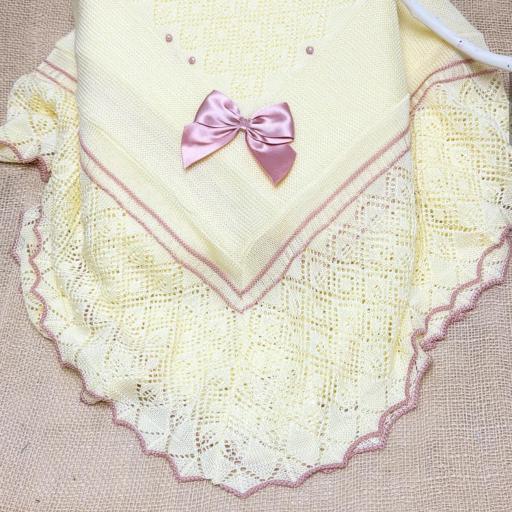 Toquilla hilo amarillo rosa palo 