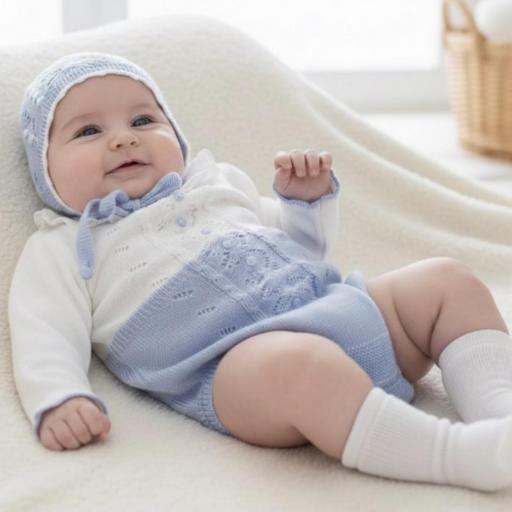 Pelele y capota hilo celeste 