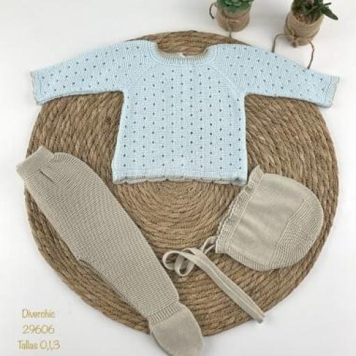 Conjunto hilo 3 piezas celeste Lino 