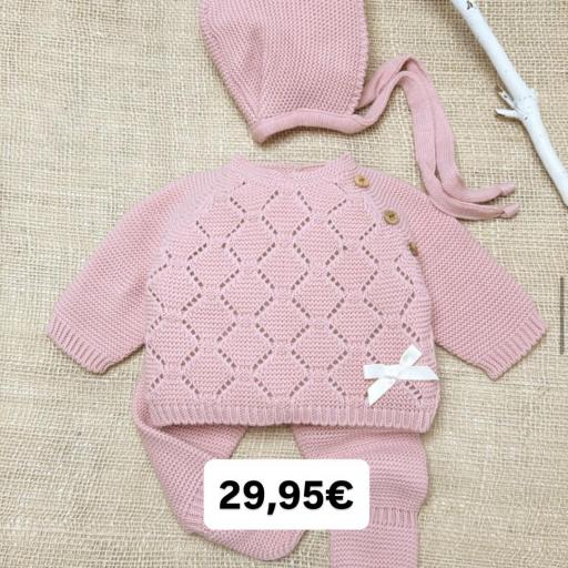Conjunto lana 3 piezas “rombo maquillaje “