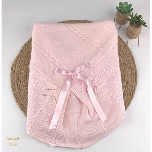 Toquilla lana volante rosa pastel 