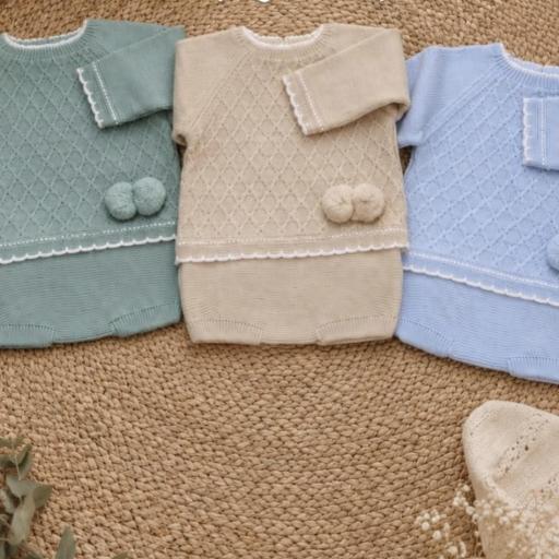 Conjunto lana 2 piezas pompones