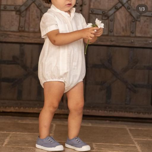 Pelele manga corta tela algodón Cocote crudo 